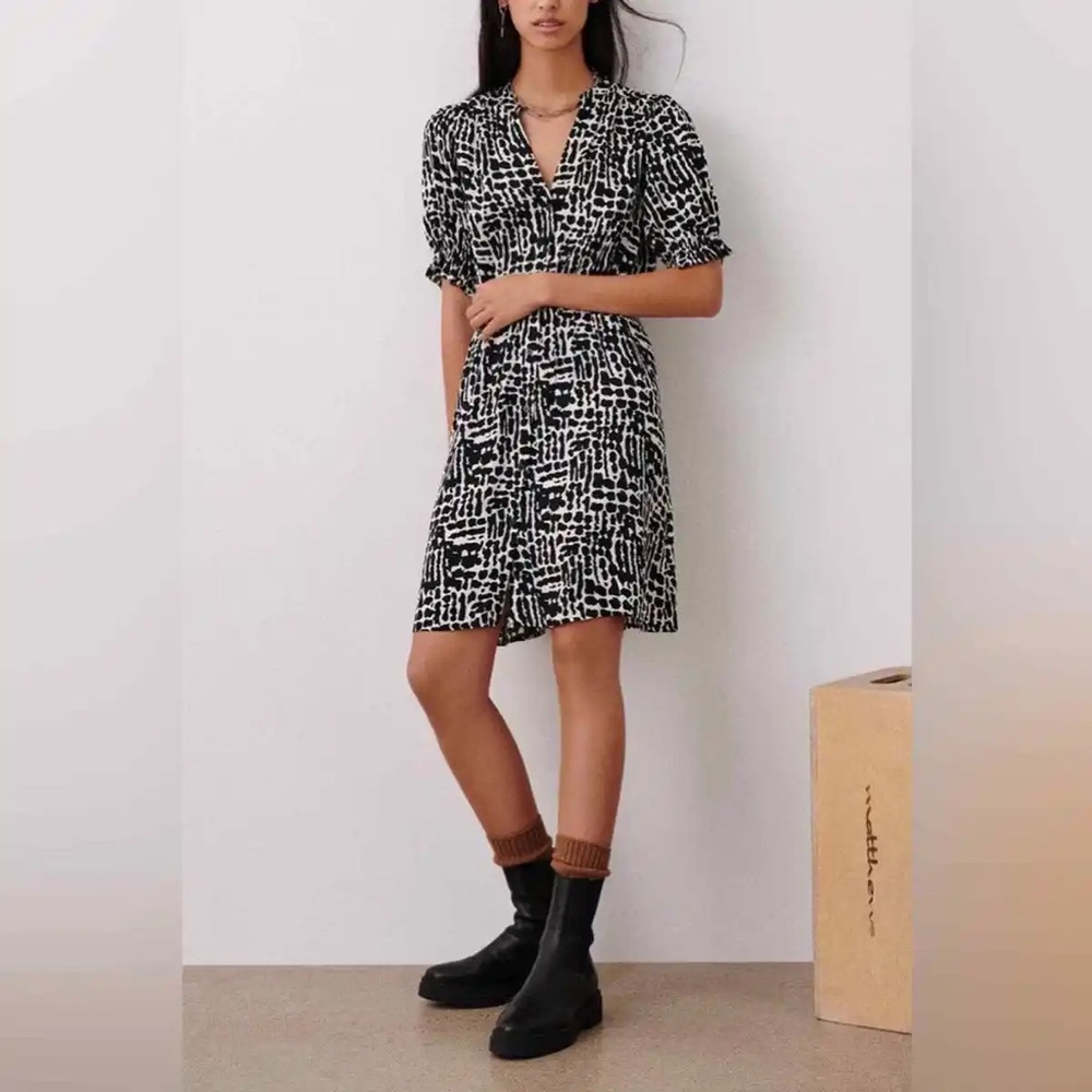 Ba&sh Oia Dress (printed black and white, XS)